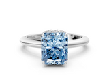 White gold Fancy Blue Radiant  Brilliant Solitaire Engagement Ring with Six-Prong Setting and Classic Band_20