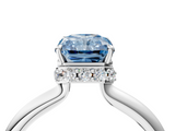 White gold Fancy Blue Radiant  Brilliant Solitaire Engagement Ring with Six-Prong Setting and Classic Band_24