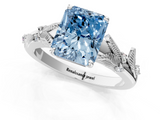 White gold Fancy Blue Radiant  Brilliant Solitaire with Leaf Motif Band and Four-Prong Setting_62
