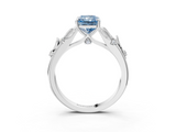 White gold Fancy Blue Radiant  Brilliant Solitaire with Leaf Motif Band and Four-Prong Setting_64
