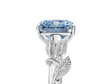 White gold Fancy Blue Radiant  Brilliant Solitaire with Leaf Motif Band and Four-Prong Setting_65