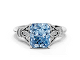 White gold Fancy Blue Radiant  Brilliant Solitaire with Pave Band and Four-Prong Setting_20