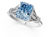 White gold Fancy Blue Radiant  Brilliant Solitaire with Pave Band and Four-Prong Setting_21