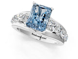 White gold Fancy Blue Radiant  Brilliant Solitaire with Side Stones on a Pave Band and Four-Prong Setting_25