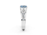 White gold Fancy Blue Radiant  Brilliant Solitaire with Side Stones on a Pave Band and Four-Prong Setting_26