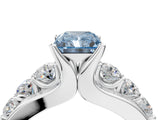 White gold Fancy Blue Radiant  Brilliant Solitaire with Side Stones on a Pave Band and Four-Prong Setting_28