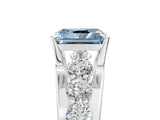 White gold Fancy Blue Radiant  Brilliant Solitaire with Side Stones on a Pave Band and Four-Prong Setting_29