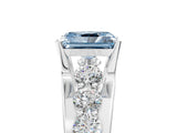 White gold Fancy Blue Radiant  Brilliant Solitaire with Side Stones on a Pave Band and Four-Prong Setting_66