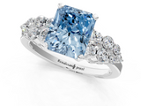 White gold Fancy Blue Radiant  Cluster Diamond Engagement Ring with Pavé Band and Four-Prong Setting_52