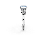 White gold Fancy Blue Radiant  Cluster Diamond Engagement Ring with Pavé Band and Four-Prong Setting_54