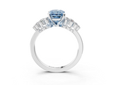 White gold Fancy Blue Radiant  Cluster Diamond Engagement Ring with Pavé Band and Four-Prong Setting_55