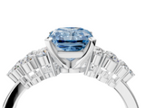 White gold Fancy Blue Radiant  Cluster Diamond Engagement Ring with Pavé Band and Four-Prong Setting_56