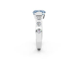 White gold Fancy Blue Radiant Cut Brilliant Channel-Set Diamond Ring with Bezel Prong Setting_2