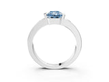 White gold Fancy Blue Radiant Cut Brilliant Channel-Set Diamond Ring with Bezel Prong Setting_3
