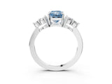 White gold Fancy Blue Radiant Cut Brilliant Diamond Cluster Accent Solitaire Ring with Prong Setting_27