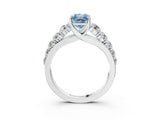White gold Fancy Blue Radiant Cut Brilliant Diamond Pavé Band with Six-Prong Setting_15