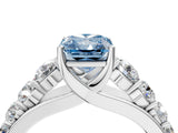 White gold Fancy Blue Radiant Cut Brilliant Diamond Pavé Band with Six-Prong Setting_16
