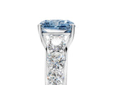 White gold Fancy Blue Radiant Cut Brilliant Diamond Pavé Band with Six-Prong Setting_17