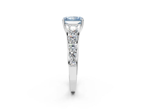 White gold Fancy Blue Radiant Cut Brilliant Diamond Pavé Band with Six-Prong Setting_2