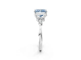 White gold Fancy Blue Radiant Cut Brilliant Diamond Solitaire Ring with Pear Side Stones and Four-Prong Setting_8