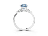 White gold Fancy Blue Radiant Cut Brilliant Diamond Solitaire Ring with Pear Side Stones and Four-Prong Setting_9