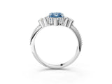 White gold Fancy Blue Radiant Cut Brilliant Diamond with Cluster Setting on a Beaded Band and Four-Prong Setting_27