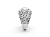 White gold Fancy Blue Radiant Cut Brilliant Halo Pave Diamond Milgrain Ring_2