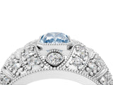 White gold Fancy Blue Radiant Cut Brilliant Halo Pave Diamond Milgrain Ring_4