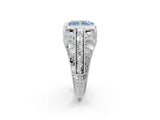 White gold Fancy Blue Radiant Cut Brilliant Milgrain Filigree Diamond Ring with Square Prong Setting_2