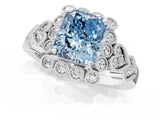 White gold Fancy Blue Radiant Cut Brilliant Milgrain Pave Heart Band Solitaire Ring_13
