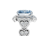 White gold Fancy Blue Radiant Cut Brilliant Milgrain Pave Heart Band Solitaire Ring_17