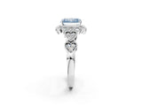White gold Fancy Blue Radiant Cut Brilliant Milgrain Pave Heart Band Solitaire Ring_20