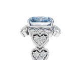 White gold Fancy Blue Radiant Cut Brilliant Milgrain Pave Heart Band Solitaire Ring_23