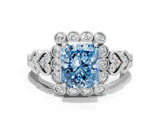 White gold Fancy Blue Radiant Cut Brilliant Milgrain Pave Heart Band Solitaire Ring_36