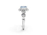 White gold Fancy Blue Radiant Cut Brilliant Milgrain Pave Heart Band Solitaire Ring_38