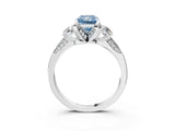White gold Fancy Blue Radiant Cut Brilliant Three-Stone Diamond Ring with Pavé Band and Four-Prong Setting_18