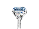 White gold Fancy Blue Radiant Cut Brilliant Three-Stone Diamond Ring with Pavé Band and Four-Prong Setting_20