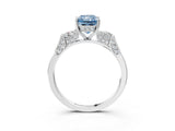 White gold Fancy Blue Radiant Cut Brilliant Three-Stone Pave Band with Four-Prong Setting_3