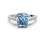 White gold Fancy Blue Radiant  Cut Cathedral Pave Diamond Engagement Ring with Six-Prong Setting_32