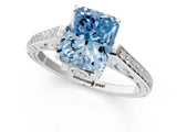 White gold Fancy Blue Radiant  Cut Cathedral Pave Diamond Engagement Ring with Six-Prong Setting_32