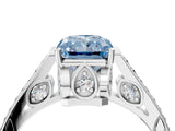 White gold Fancy Blue Radiant  Cut Cathedral Pave Diamond Engagement Ring with Six-Prong Setting_35