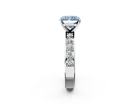 White gold Fancy Blue Radiant  Cut Channel Set Diamond Engagement Ring with Four-Prong Setting_237