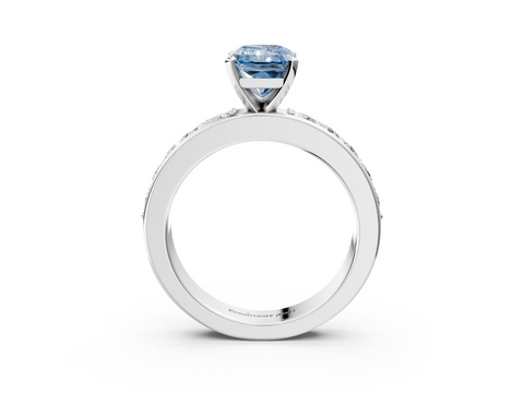 White gold Fancy Blue Radiant  Cut Channel Set Diamond Engagement Ring with Four-Prong Setting_238