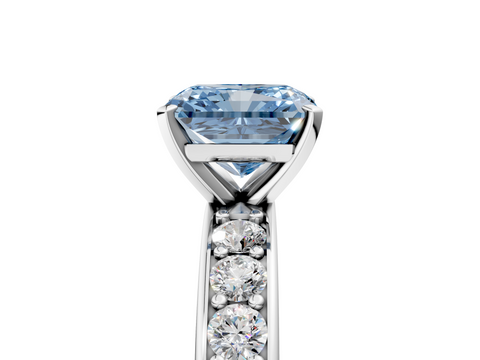 White gold Fancy Blue Radiant  Cut Channel Set Diamond Engagement Ring with Four-Prong Setting_240