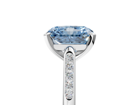 White gold Fancy Blue Radiant  Cut Channel Set Solitaire Engagement Ring with Four-Prong Setting_230