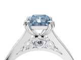 White gold Fancy Blue Radiant  Cut Channel Set Solitaire Engagement Ring with Prong Setting_23