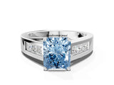 White gold Fancy Blue Radiant Cut Cut Channel Set Solitaire Ring with Four-Prong Setting_12