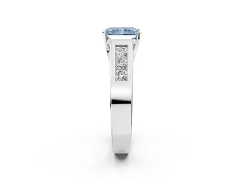 White gold Fancy Blue Radiant Cut Cut Channel Set Solitaire Ring with Four-Prong Setting_14