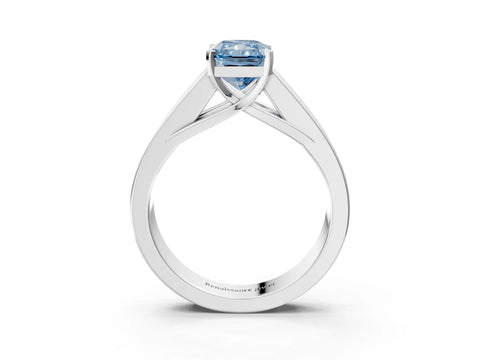White gold Fancy Blue Radiant Cut Cut Channel Set Solitaire Ring with Four-Prong Setting_15