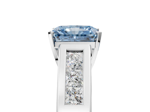 White gold Fancy Blue Radiant Cut Cut Channel Set Solitaire Ring with Four-Prong Setting_17